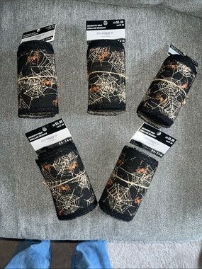Celebrate It 5” x 8’ Halloween Black and Gold Spiderweb  Burlap Ribbon